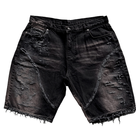 Distressed Black Jorts