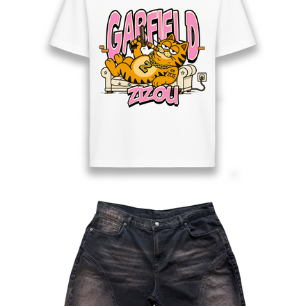 Garfield Tee + Black Jorts Bundle