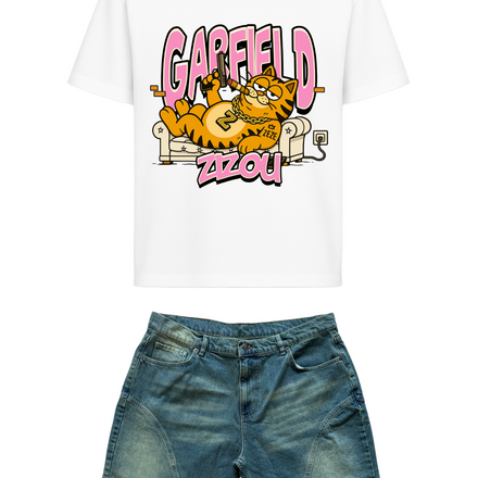 Garfield Tee + Blue Jorts Bundle